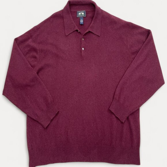 Woods & Gray Cashmere Sweater Men's 2XL Button Collar Burgundy Red Long Sleeve - Picture 1 of 7